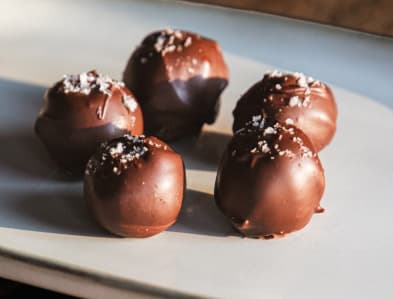 Chocolate truffles on a plate